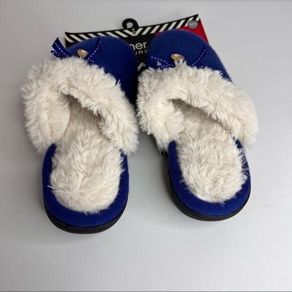 Isotoner ResponsiV royal blue faux fur lined closed toe slip on slippers 8 NEW - Picture 5 of 9